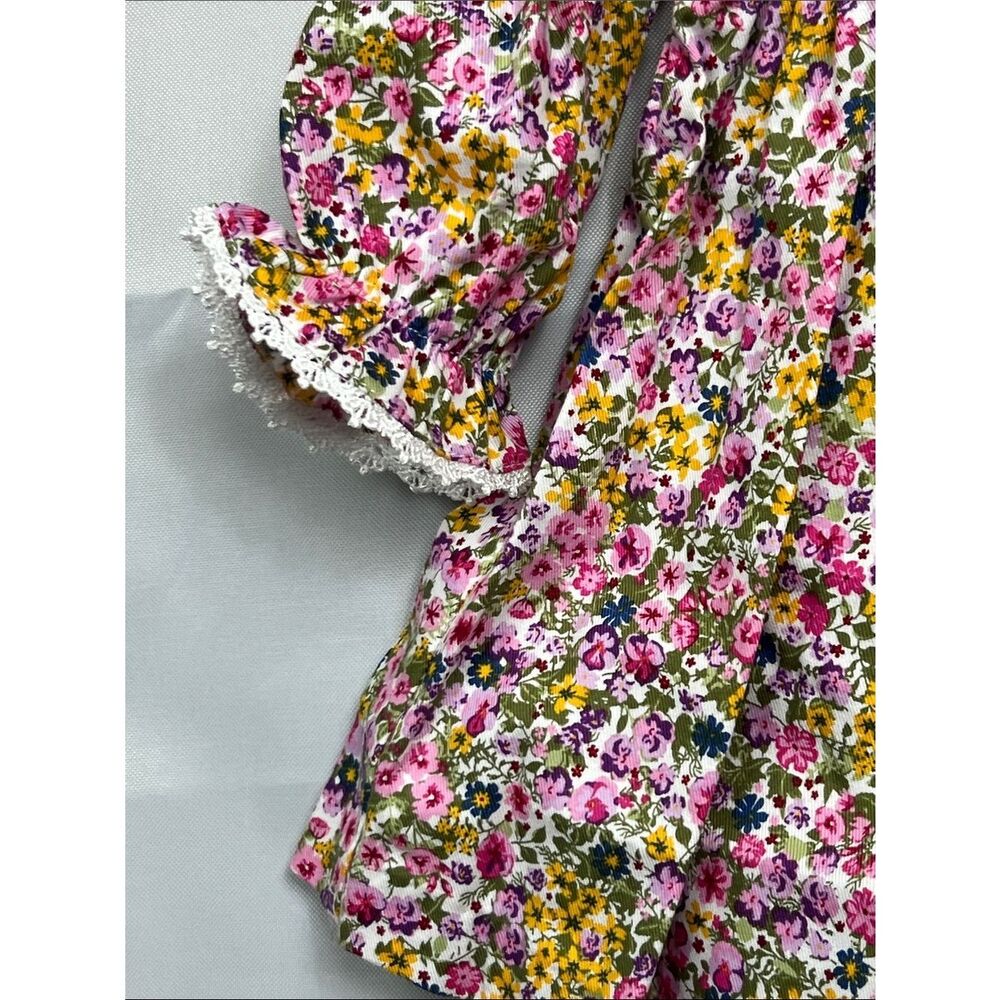 Bonnie Baby Pink floral long sleeve smocked dress with diaper cover size 12 m - Picture 7 of 13